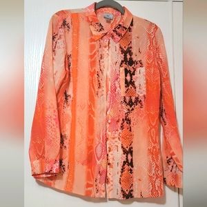 WORTHINGTON ORANGE CORAL PRINT BLOUSE